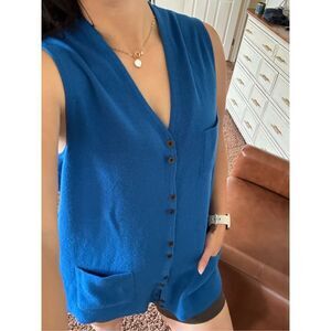 Bridgegate women’s large vintage royal cobalt blue sweater knit vest cinched wai